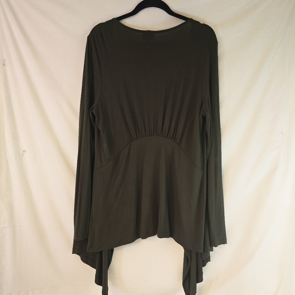 Mossimo Women Stretchy Waterfall Open Olive Green Cardigan Sz Large Long Sleeve - Picture 6 of 12